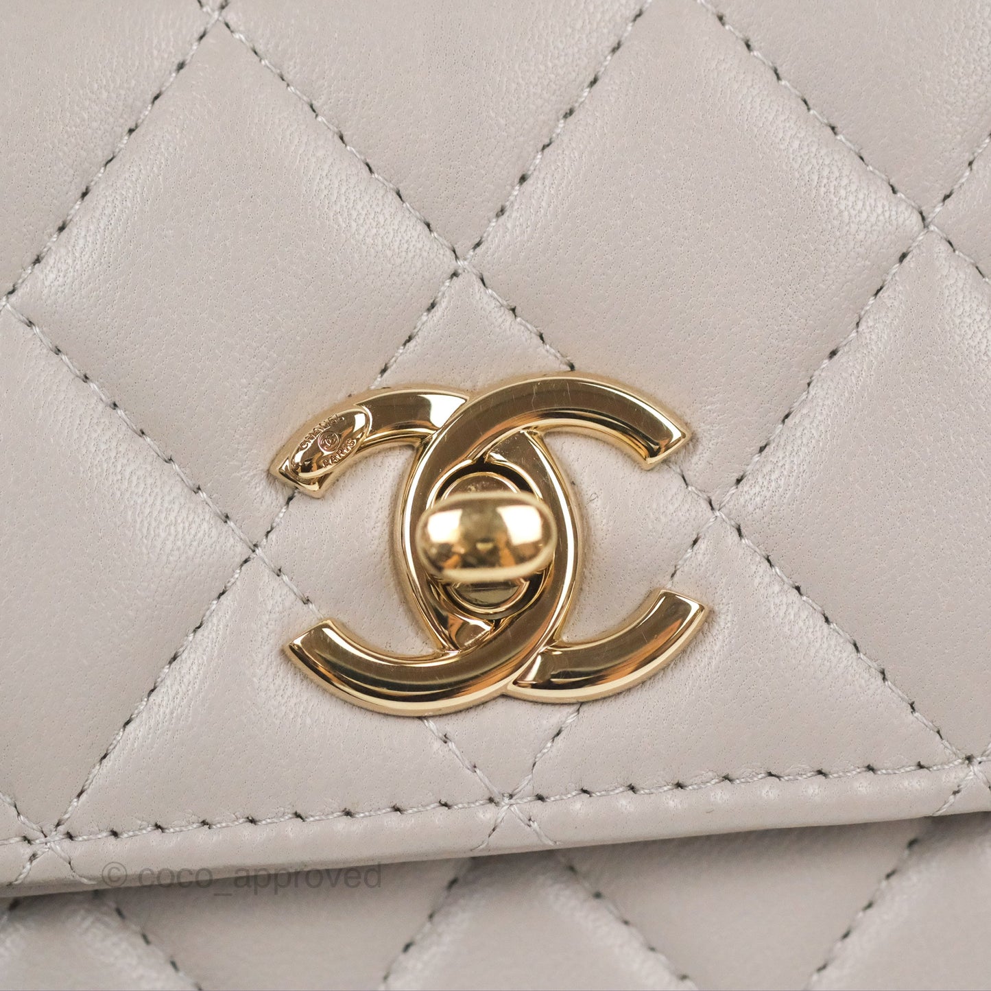 Chanel Mini Quilted Trendy CC Clutch With Chain Light Grey Lambskin Gold Hardware
