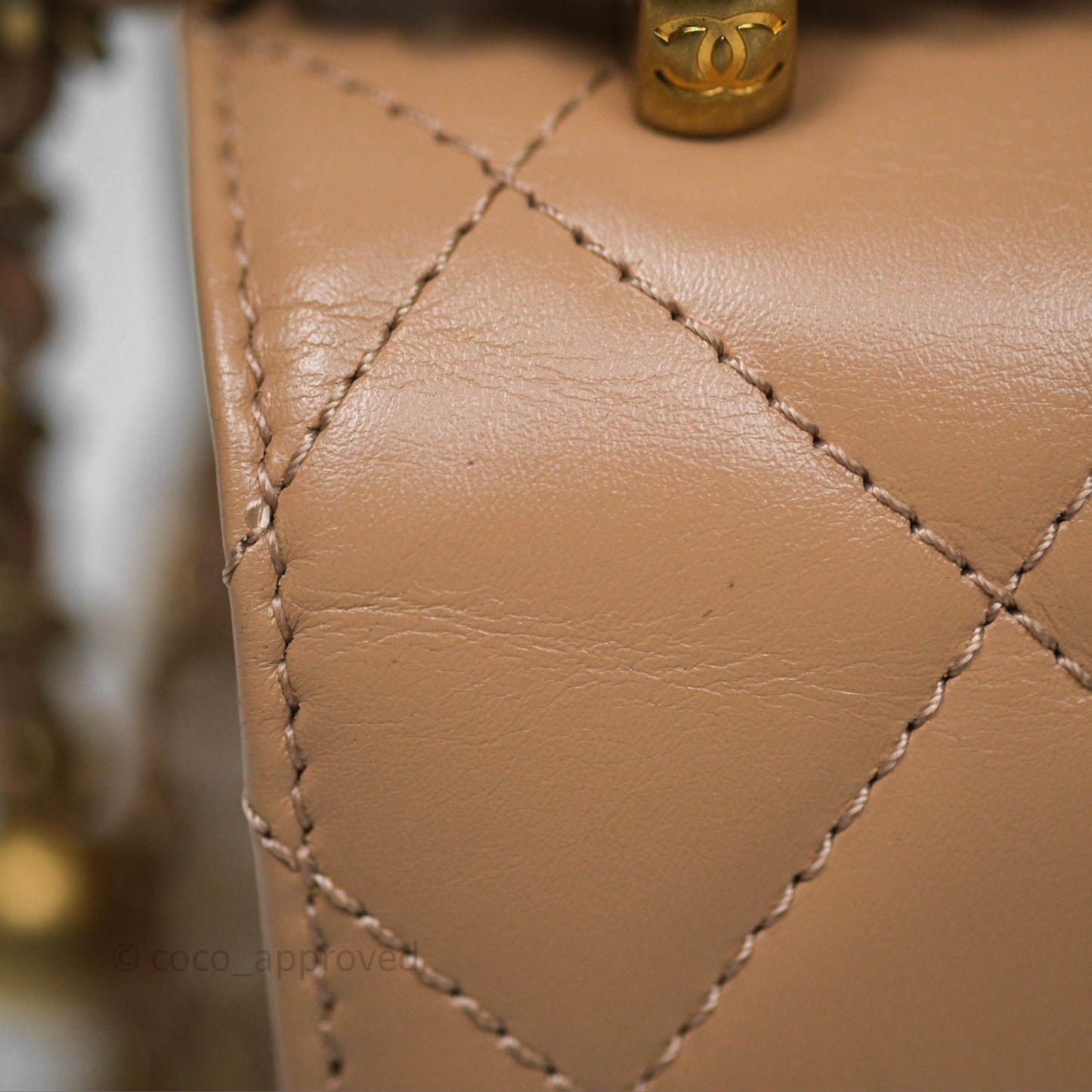 Chanel Quilted Mini Perfect Fit Adjustable Beige Calfskin Gold Hardware