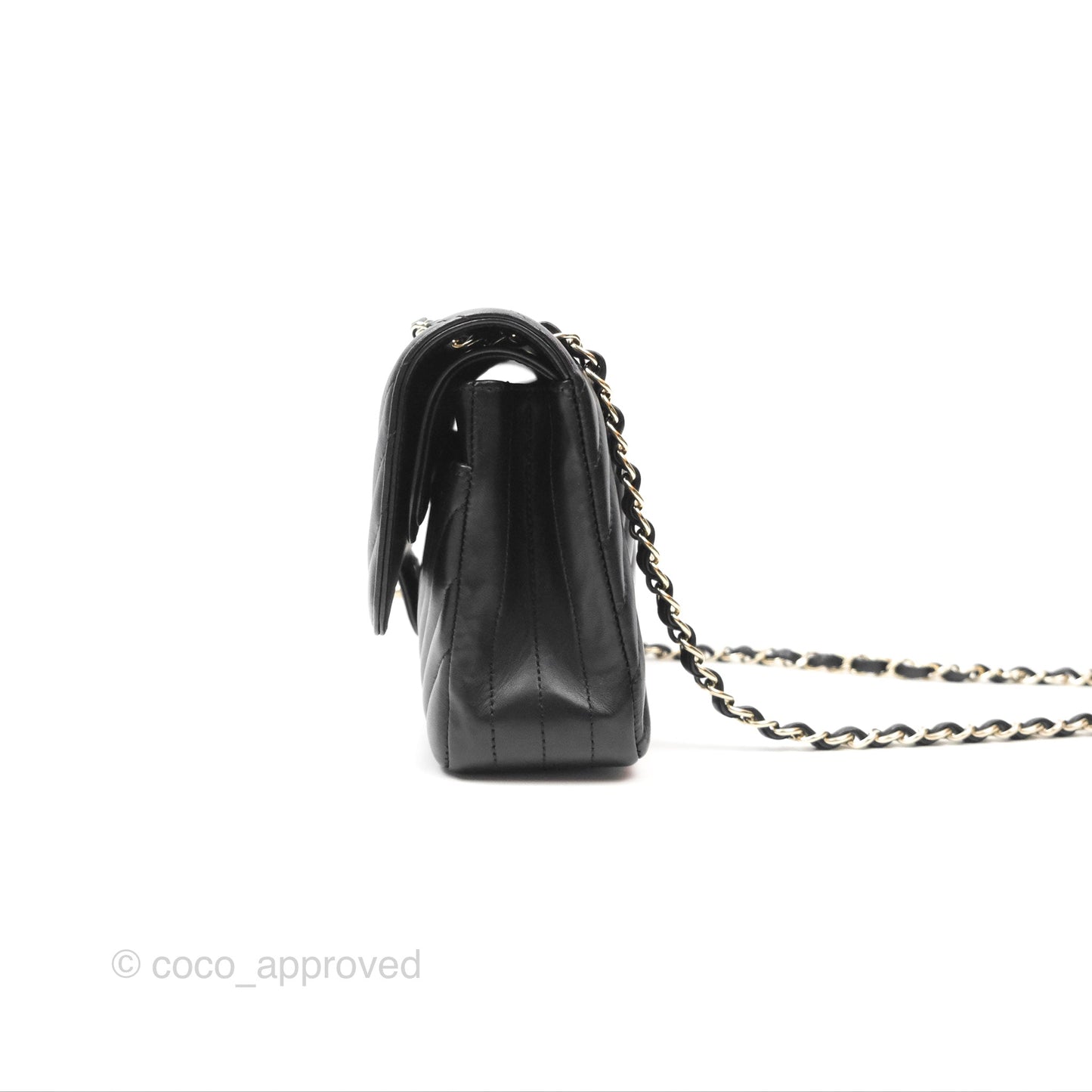 Chanel Classic M/L Medium Chevron Double Flap Black Lambskin Gold Hardware