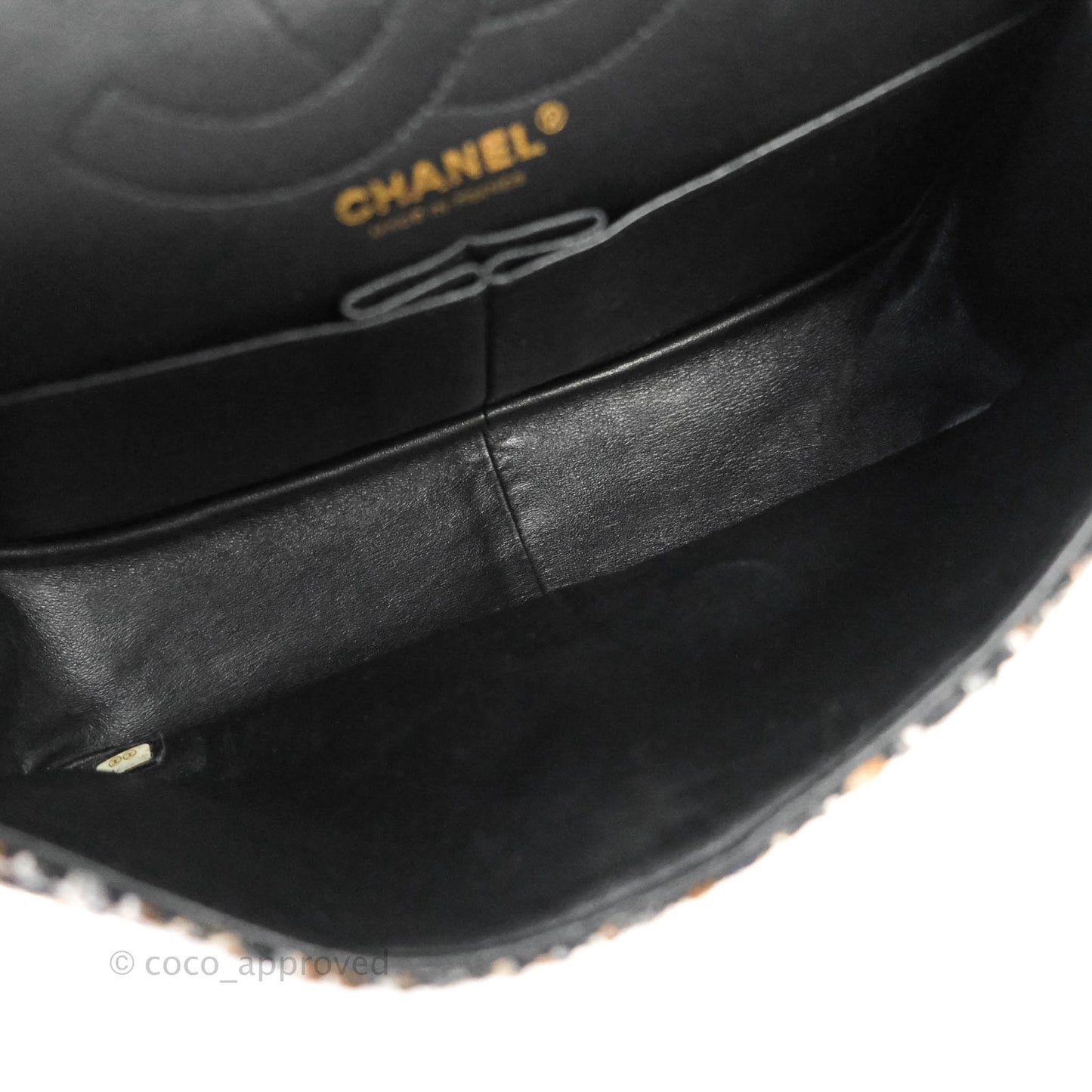Chanel Quilted Reissue 226 Tweed Navy Brown Aged Gold Hardware