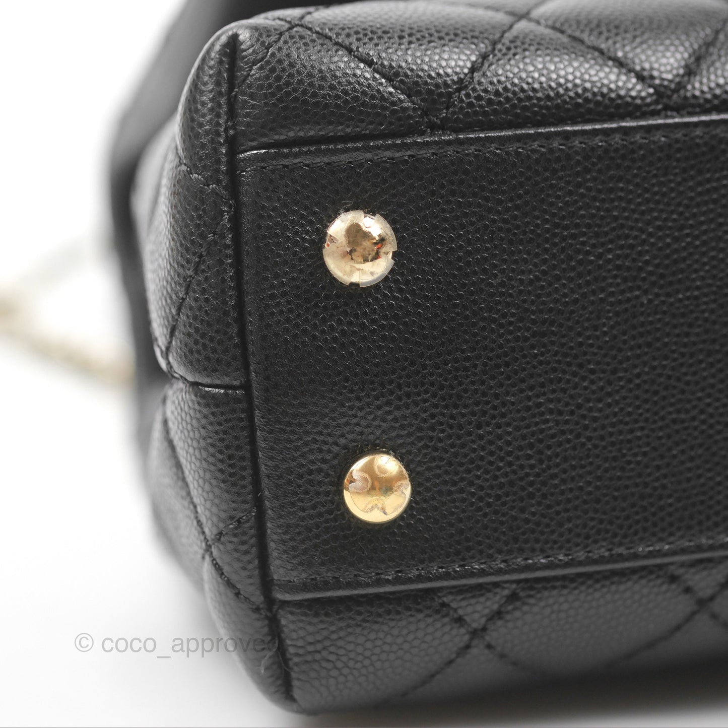 Chanel Small Coco Handle Black Caviar Gold Hardware Lizard Embossed Handle