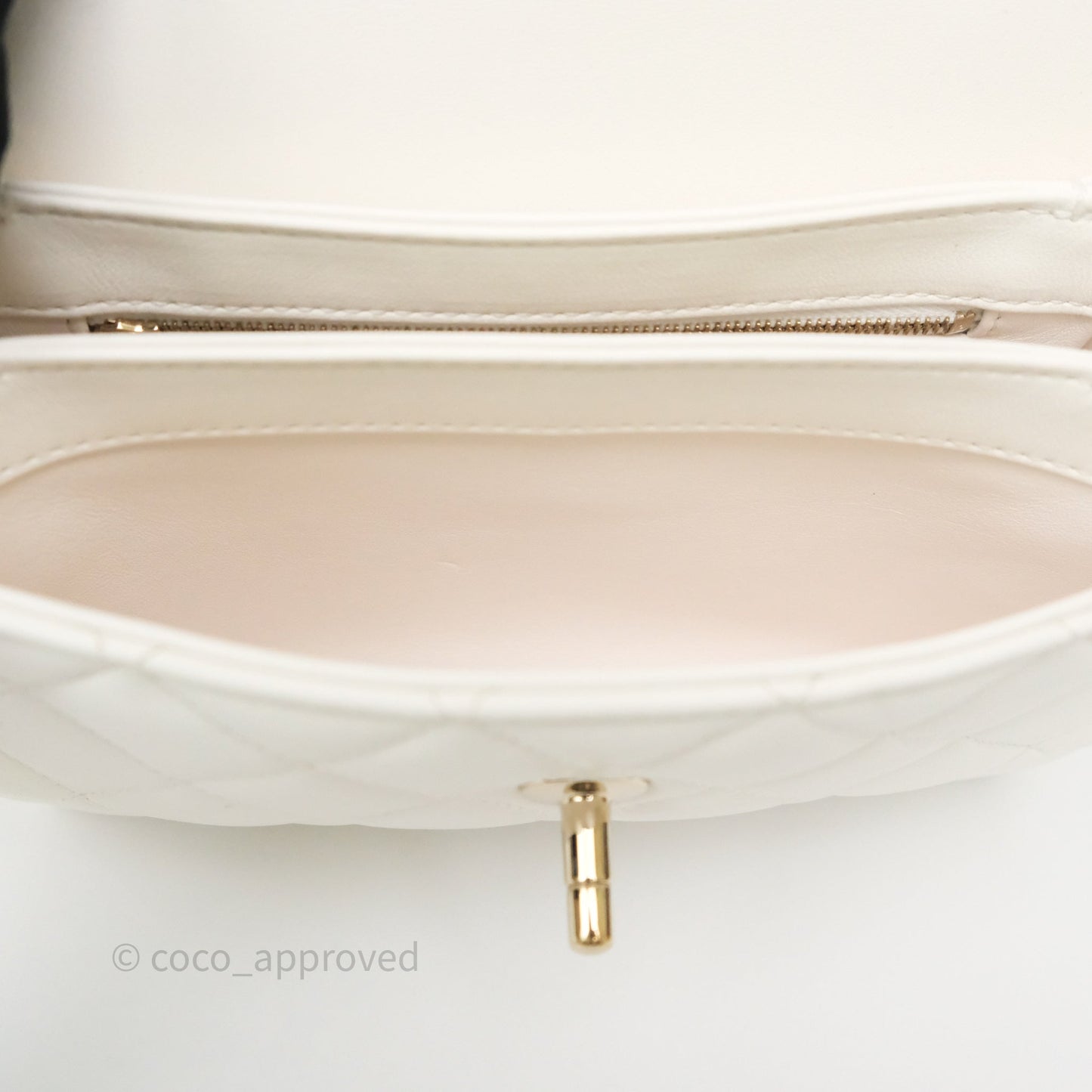 Chanel Mini Trendy CC Handle Bag Lacquered Logo White Lambskin