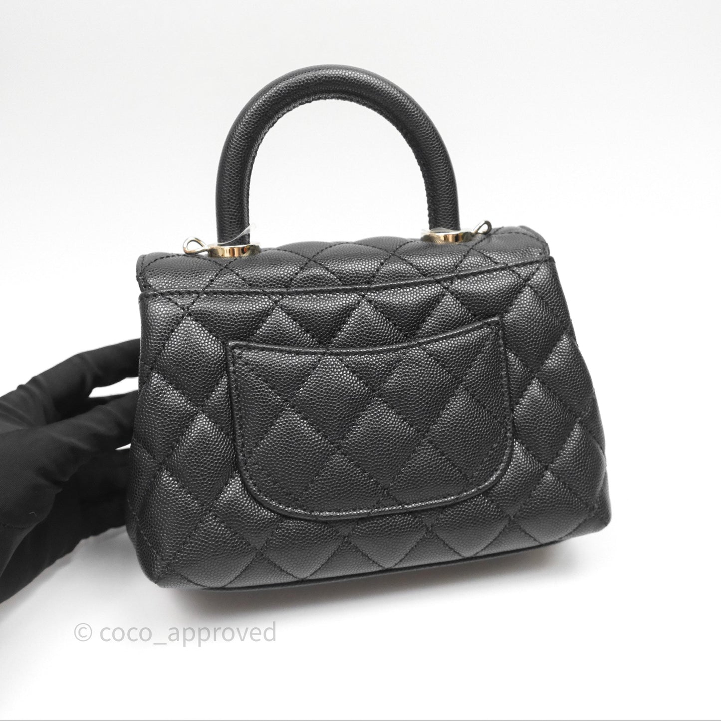 Chanel Mini Coco Handle Quilted Black Caviar Gold Hardware