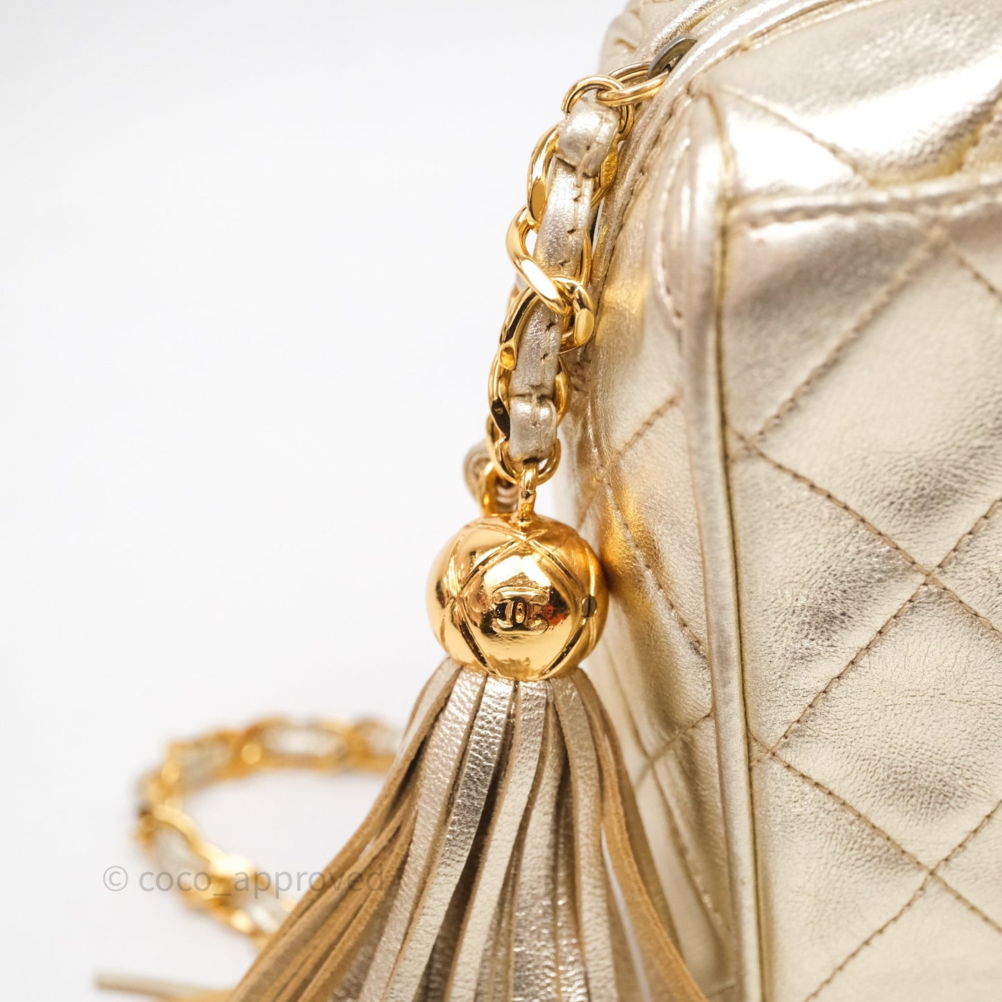 Chanel Vintage Camera Bag Gold Lambskin Gold Hardware