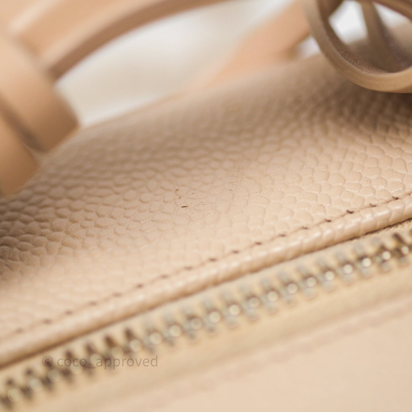 Chanel Quilted Small CC Filigree Vanity Case Beige Caviar Gold Hardware