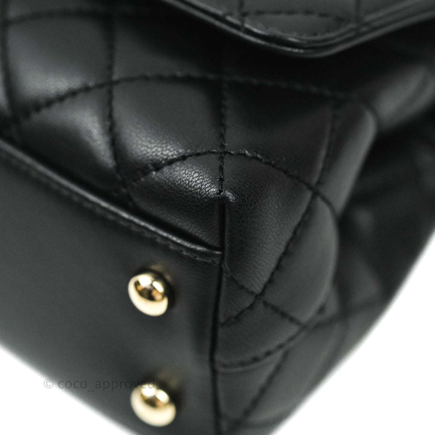 Chanel Quilted Extra Mini Rainbow Coco Handle Bag Lambskin Black Gold Hardware