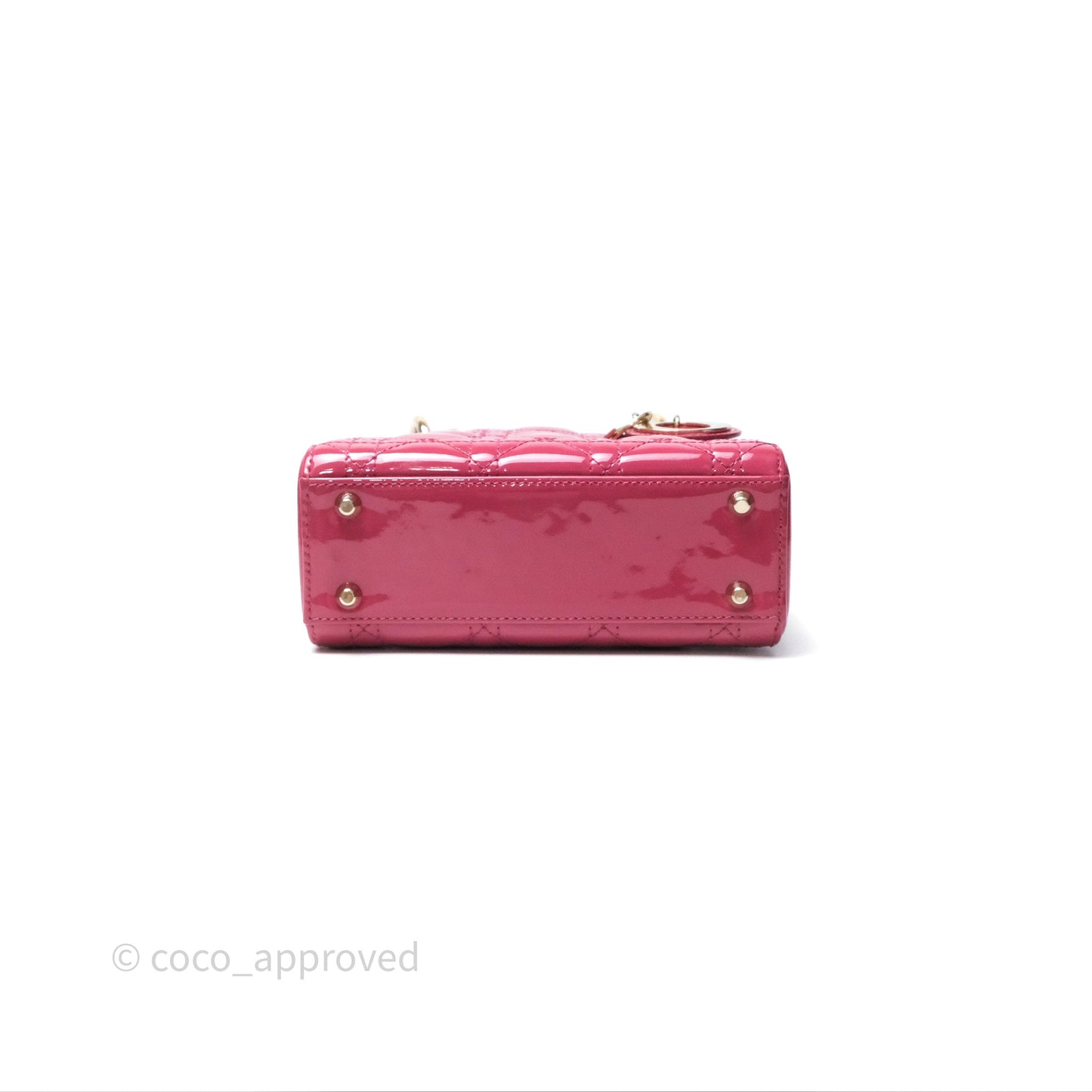 Christian Dior Mini Lady Dior Dusty Pink Patent Cannage Calfskin Gold Hardware