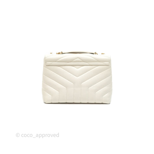 Saint Laurent Loulou Small Flap Bag Ivory Light Beige Gold Hardware
