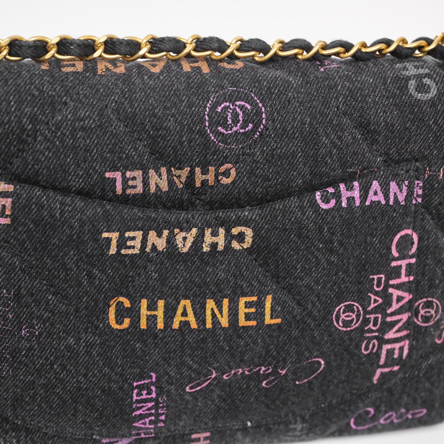Chanel Large Denim Mood Flap Quilted Black Multicolor