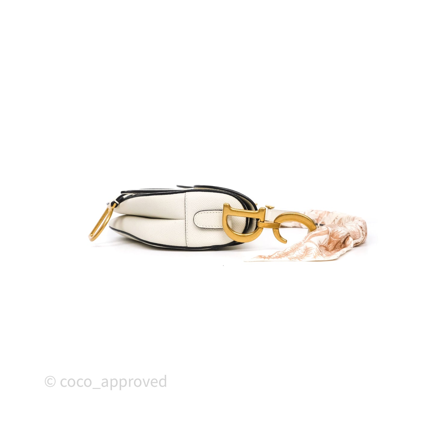 Christian Dior Saddle Bag White Grained Calfskin Gold Hardware