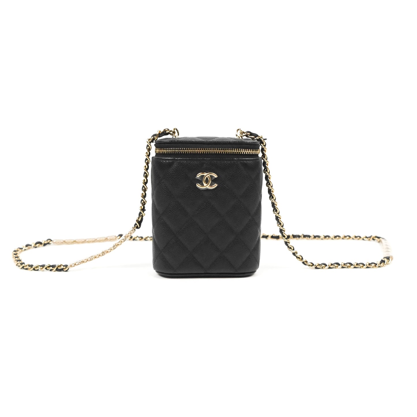 Chanel Classic Mini Vanity With Chain Black Caviar Gold Hardware