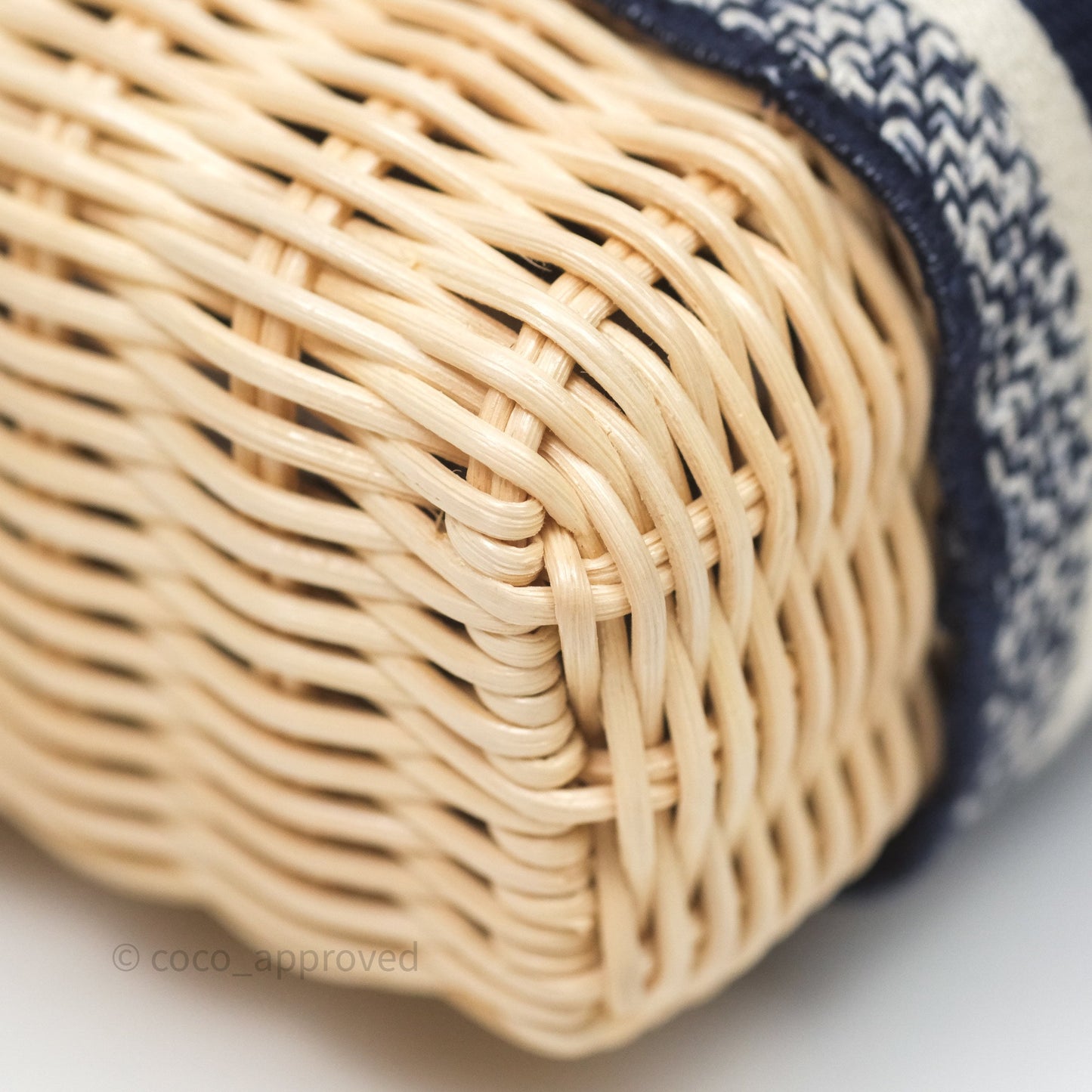 Christian Dior Dioriviera Medium Lady D-Joy Bag Natural Rattan and Blue Dior Oblique Jacquard