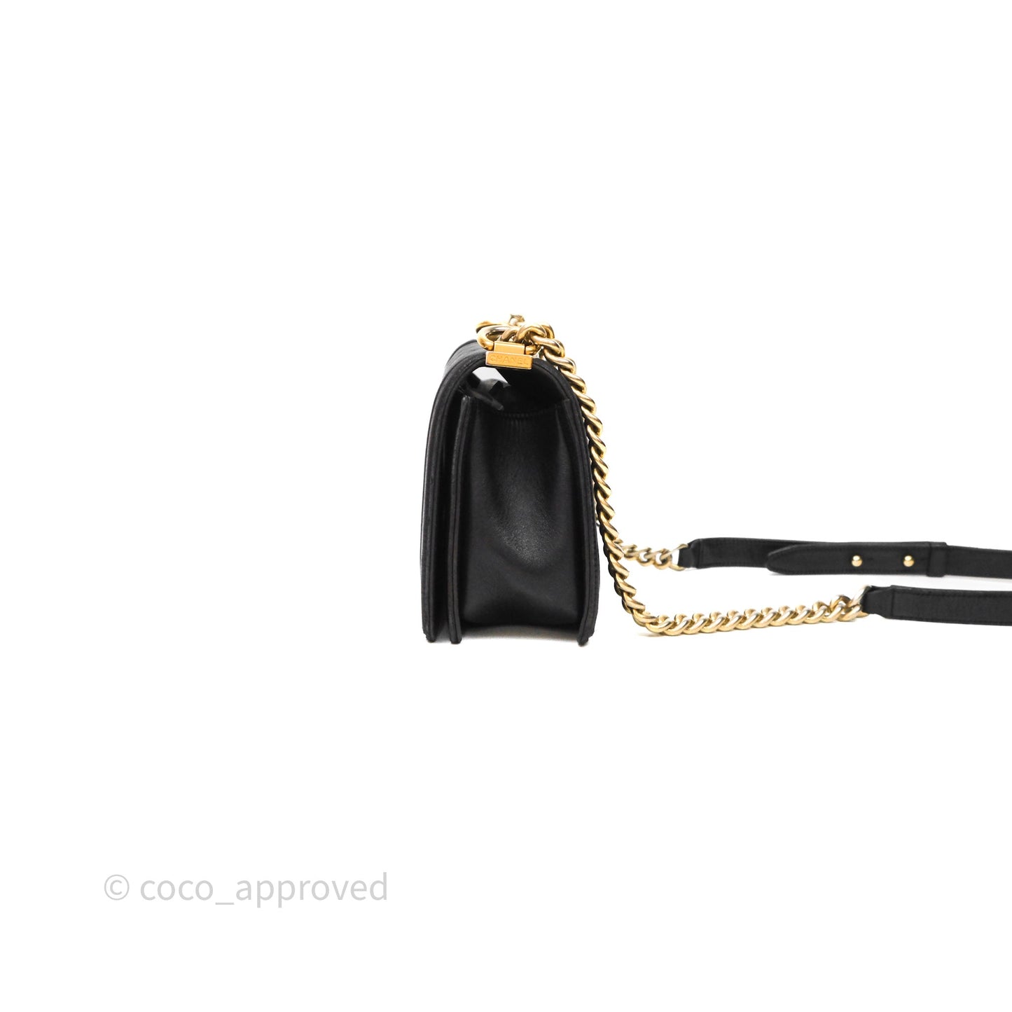 Chanel Medium Boy Quilted Black Lambskin Aged Gold Hardware