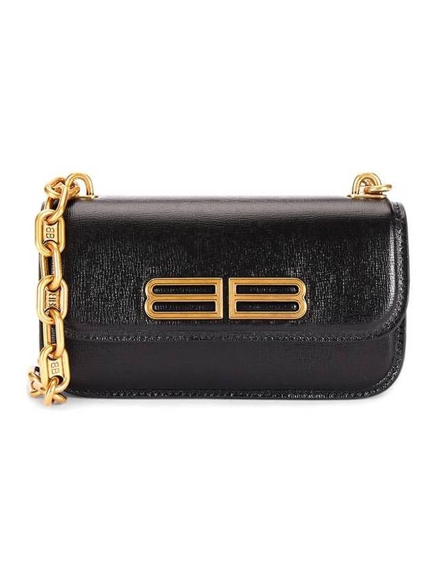Luxury Balenciaga BB Gold Logo Cross Bag Black