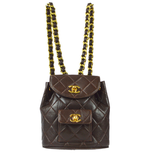 Luxury Chanel * 1994-1996 Duma Backpack Small Brown Lambskin