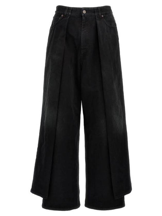 Luxury Balenciaga Double Side Jeans Black