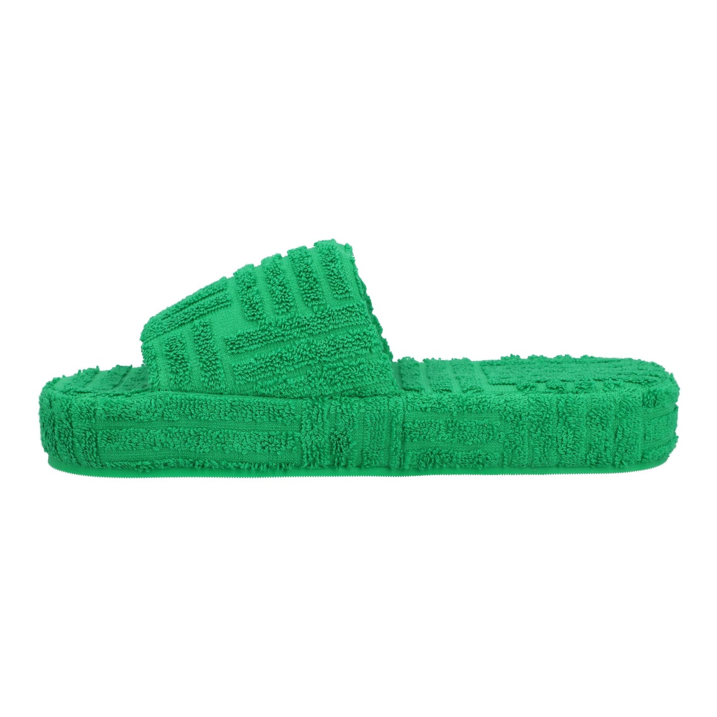 Luxury Bottega Veneta Women Resort Sponge Slides in green cotton