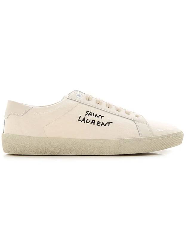 Luxury Saint Laurent Court Classic SL/06 Embroidered Sneakers In Canvas And Leather Cream