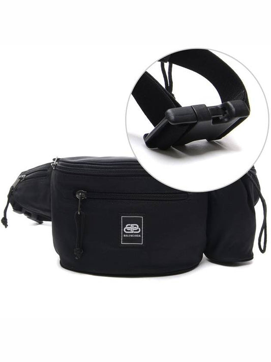 Luxury Balenciaga Logo Patch Bottle Holder Belt Bag Black