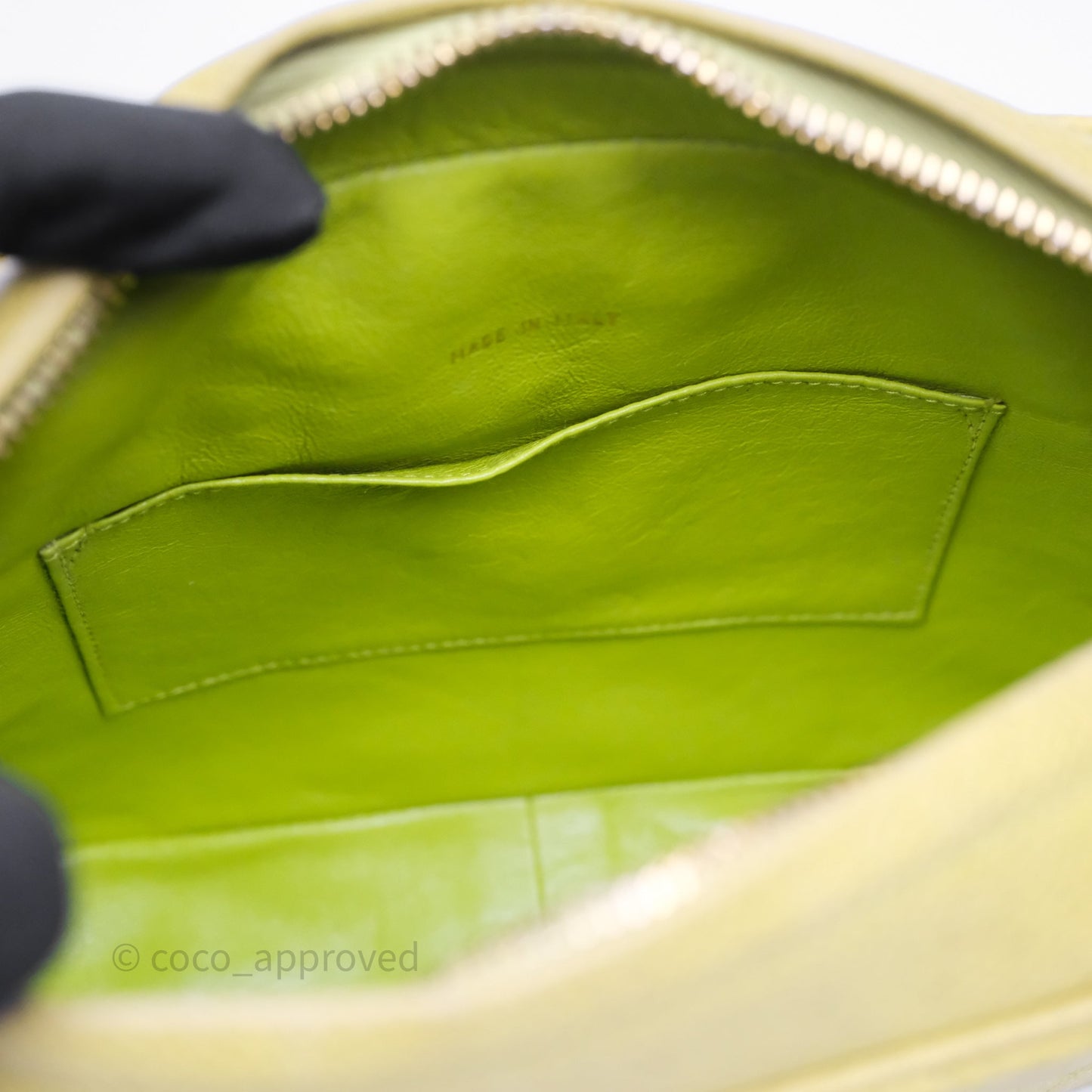 Chanel Vintage Quilted Camera Bag Green Yellow Caviar Gold Hardware