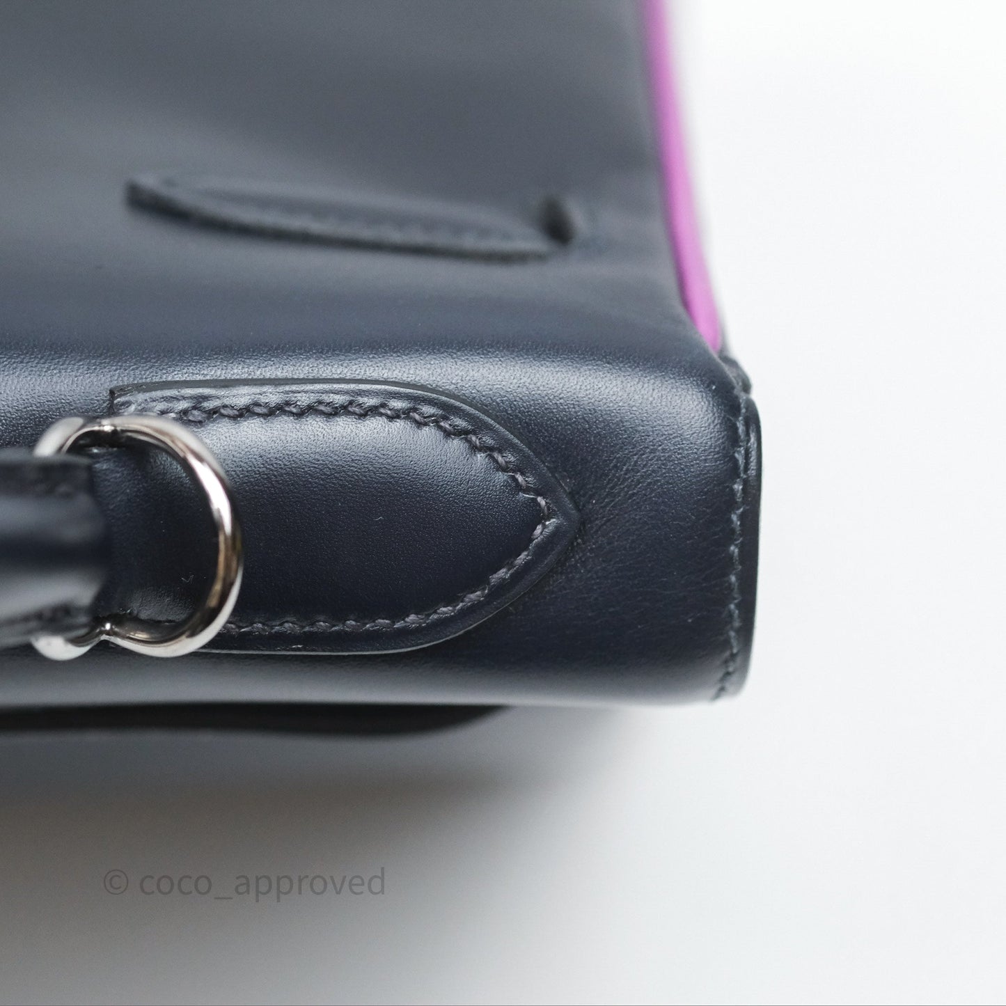 Hermès Vintage Kelly 32 Retourn Navy/Purple Box Leather Palladium Hardware