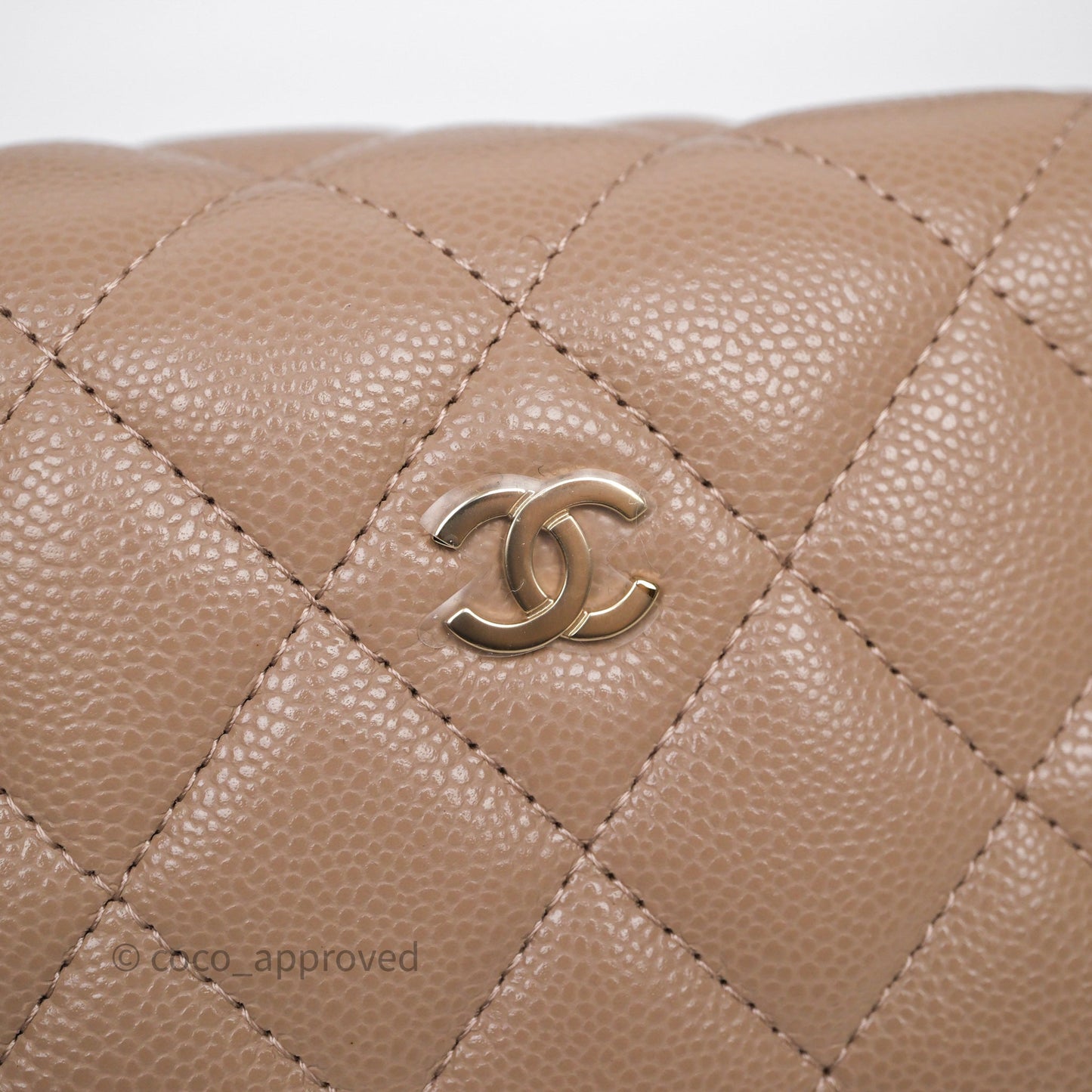 Chanel Quilted Hobo With Chain Beige Fonce Caviar Gold Hardware