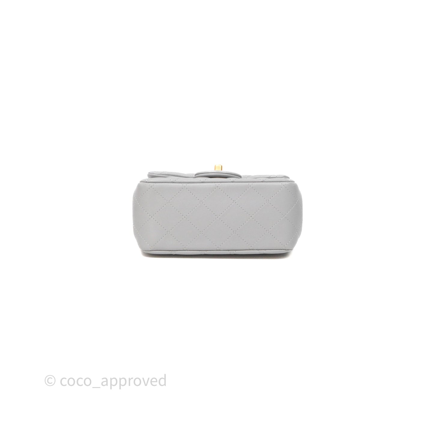 Chanel Pearl Crush Mini Square Quilted Grey Lambskin Aged Gold Hardware
