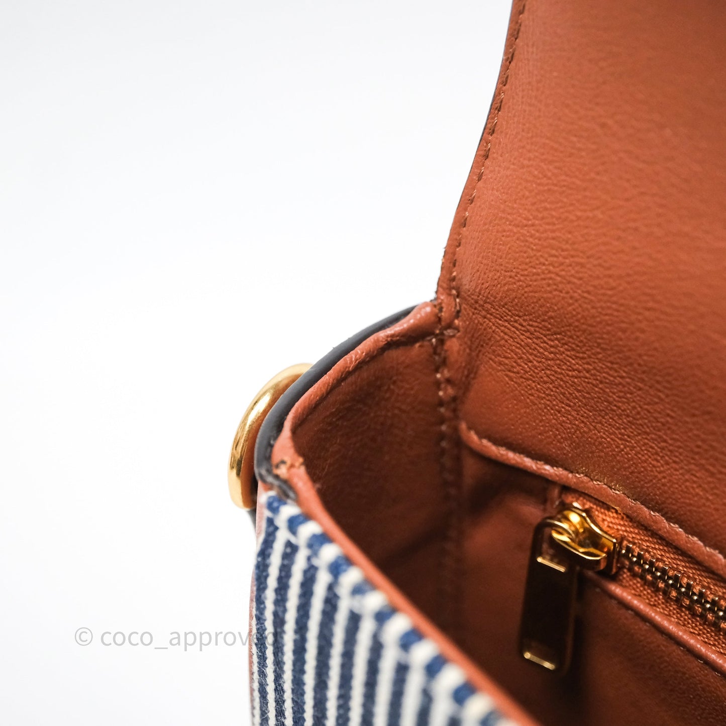 Celine Medium Chain Maillon Triomphe Canvas Tan Calfskin