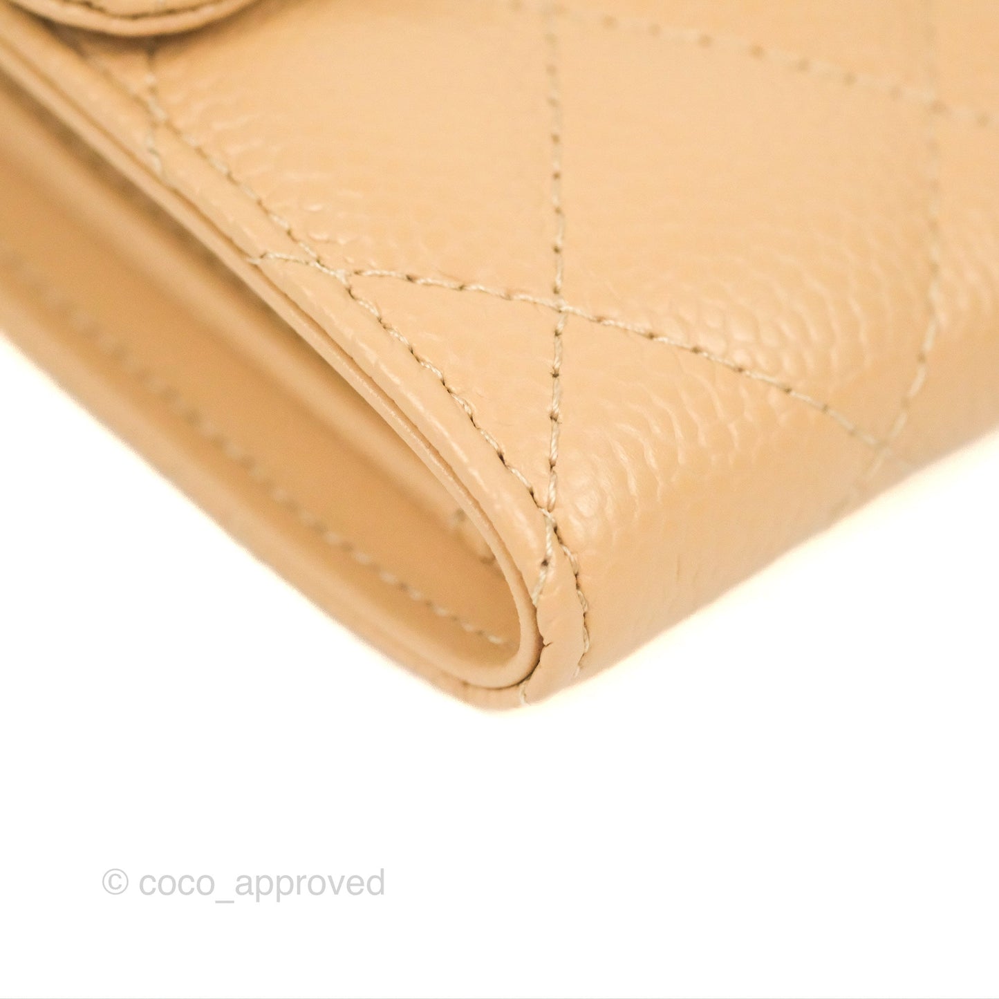 Chanel Quilted Medium Flap Wallet Beige Caviar Gold Hardware