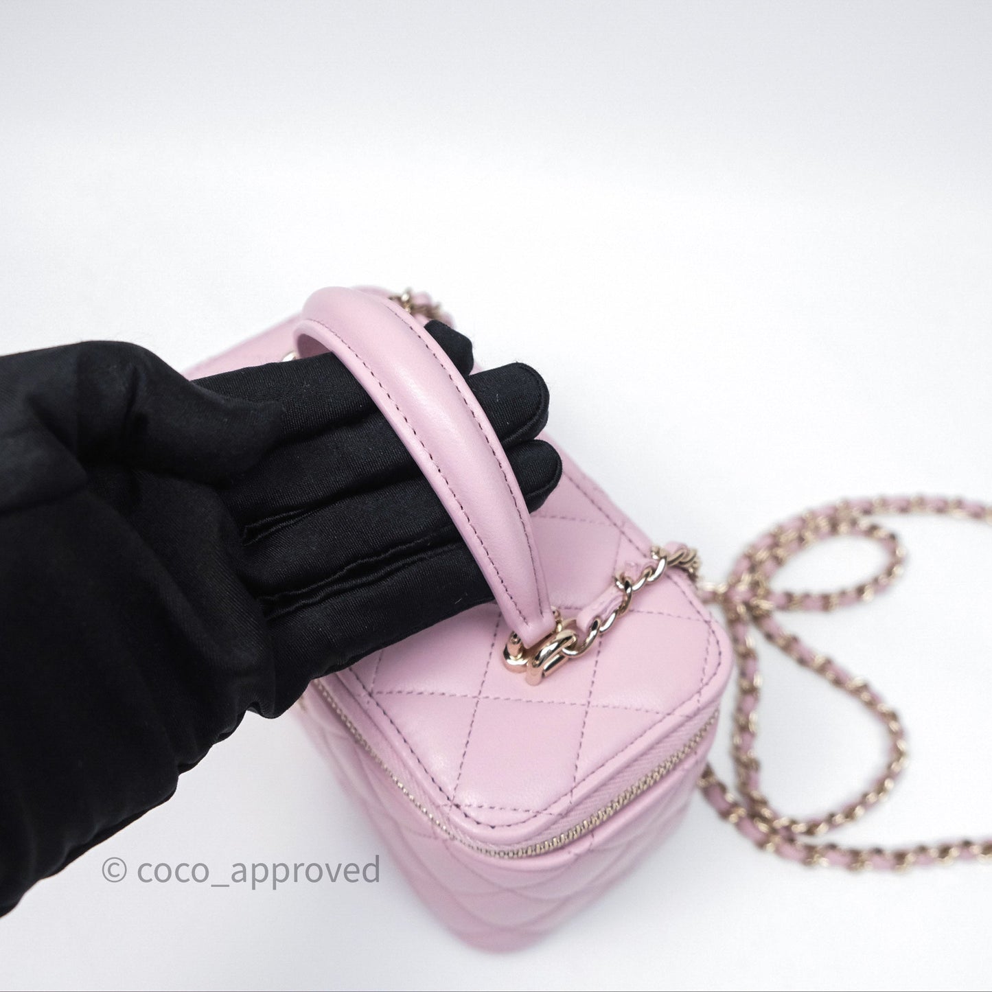 Chanel Vanity Rectangular Top Handle Lilac Lambskin Gold Hardware