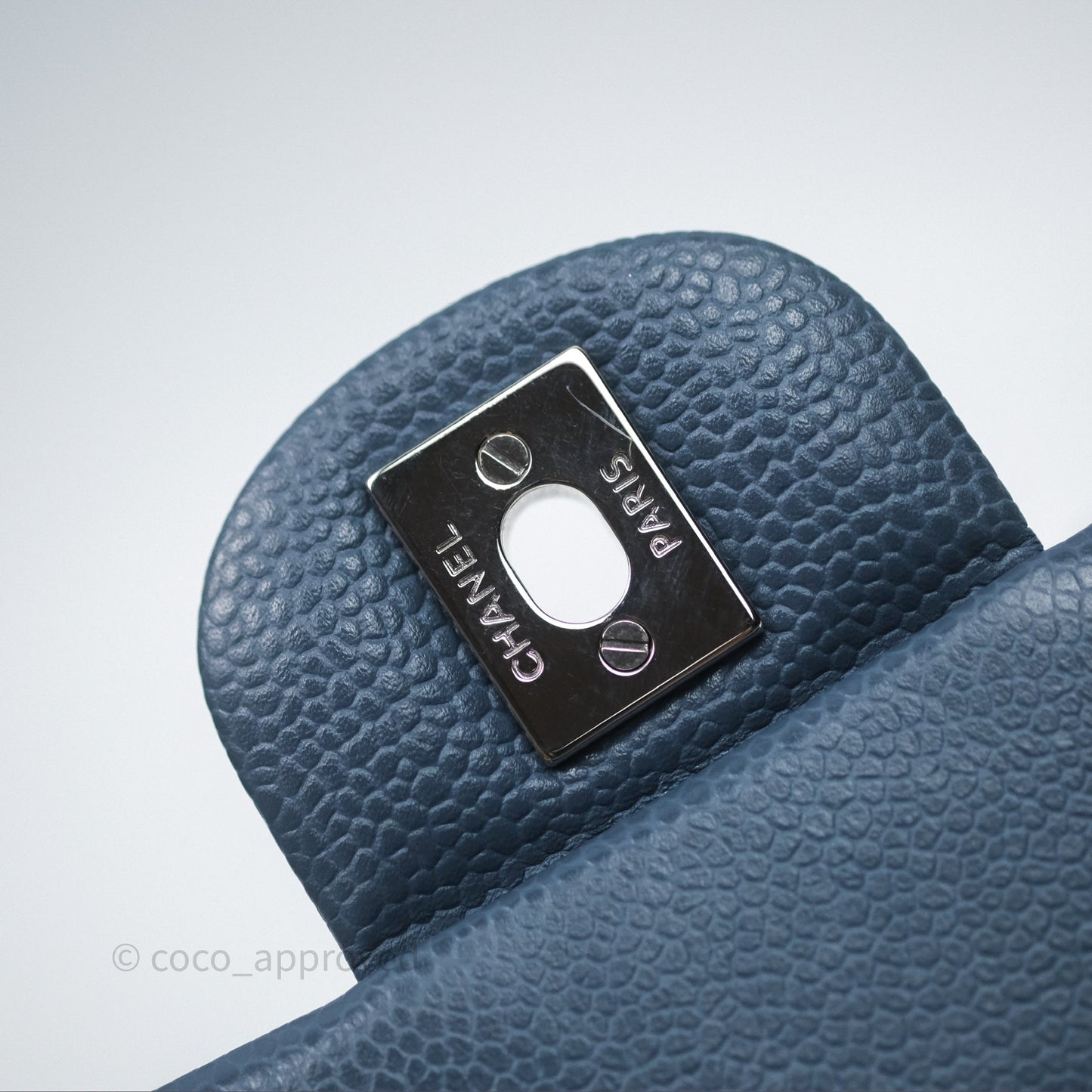 Chanel Quilted Mini Rectangular Blue Caviar Silver Hardware