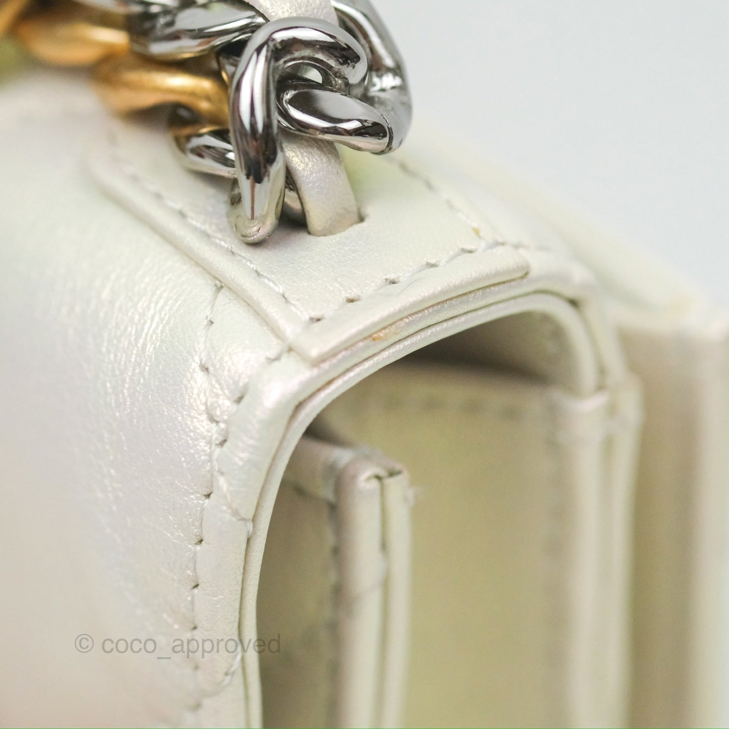 Chanel 19 Phone Holder Iridescent Ivory Mixed Hardware