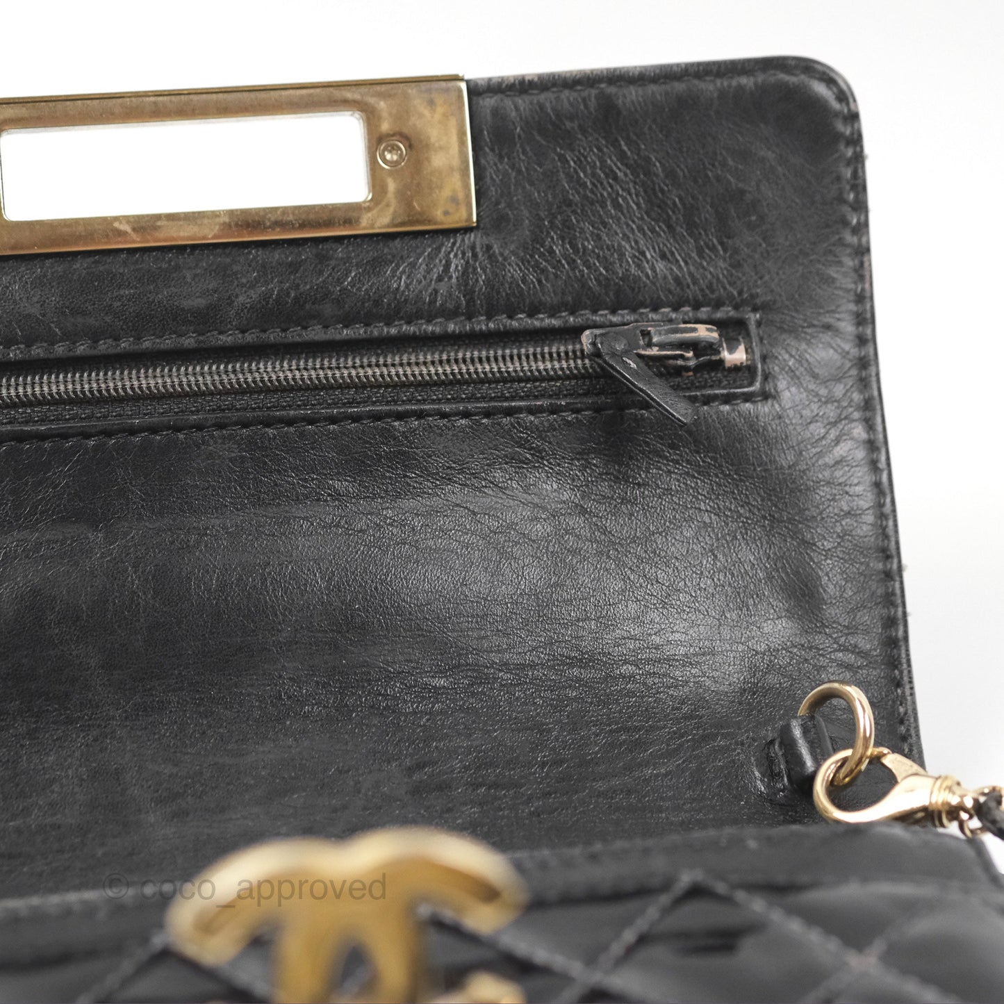 Chanel Golden Class Wallet On Chain WOC Black Patent Gold Hardware