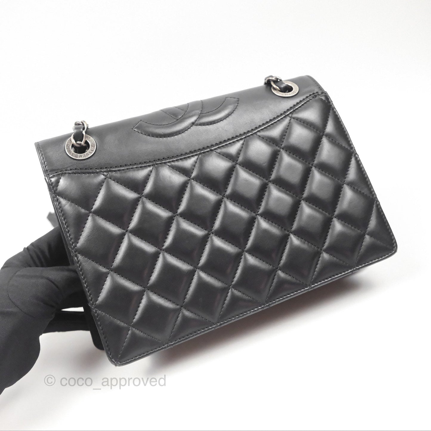 Chanel Quilted Ballerina Small Flap Bag Black Lambskin Ruthenium Hardware