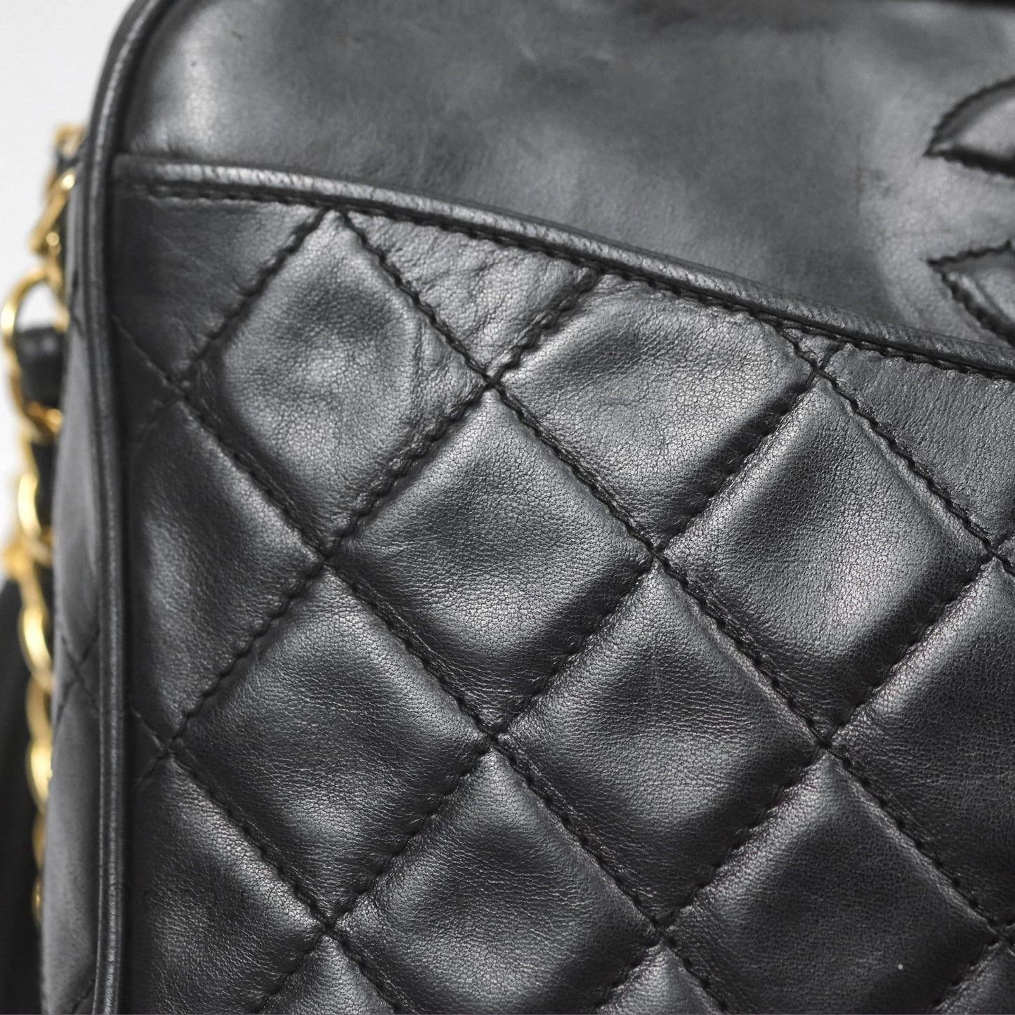 Chanel Vintage Camera Bag Black Lambskin Gold Hardware