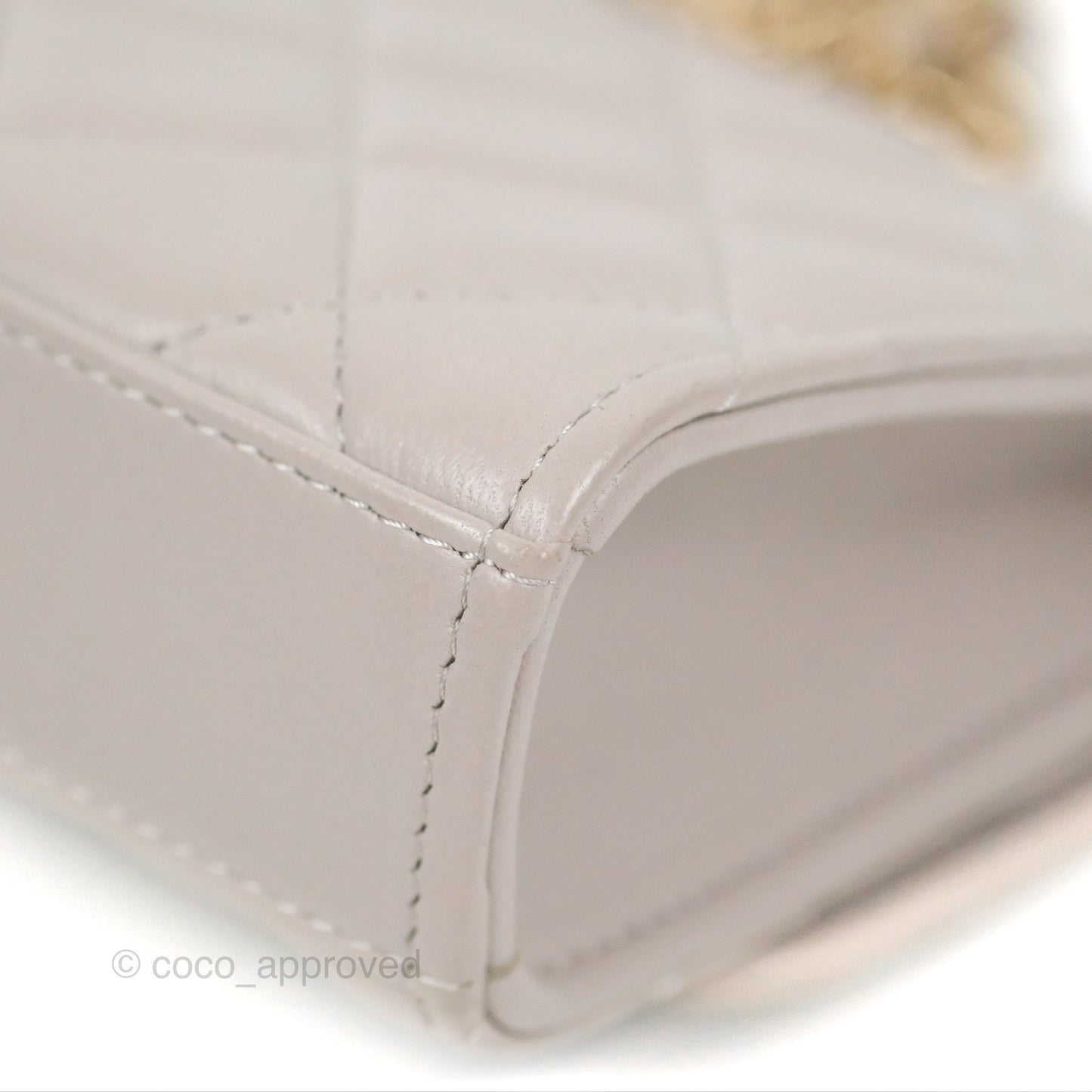 Chanel Mini Quilted Trendy CC Clutch With Chain Light Grey Lambskin Gold Hardware
