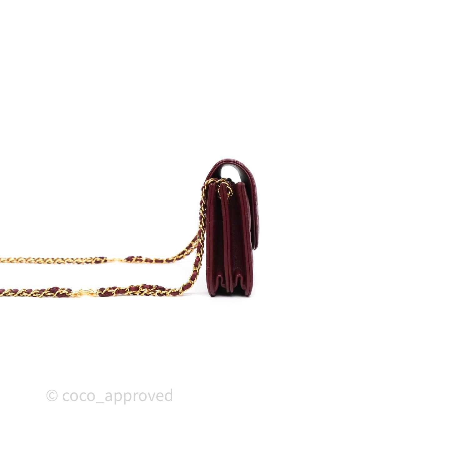 Chanel Mini WOC with CC Chain Burgundy Lambskin Gold Hardware 22K