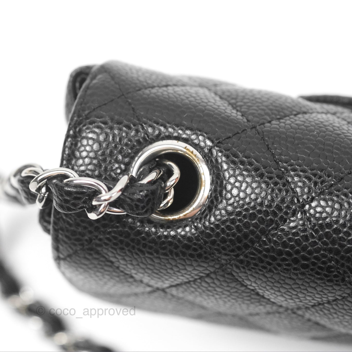 Chanel East West Flap Bag Black Caviar Silver Hardware