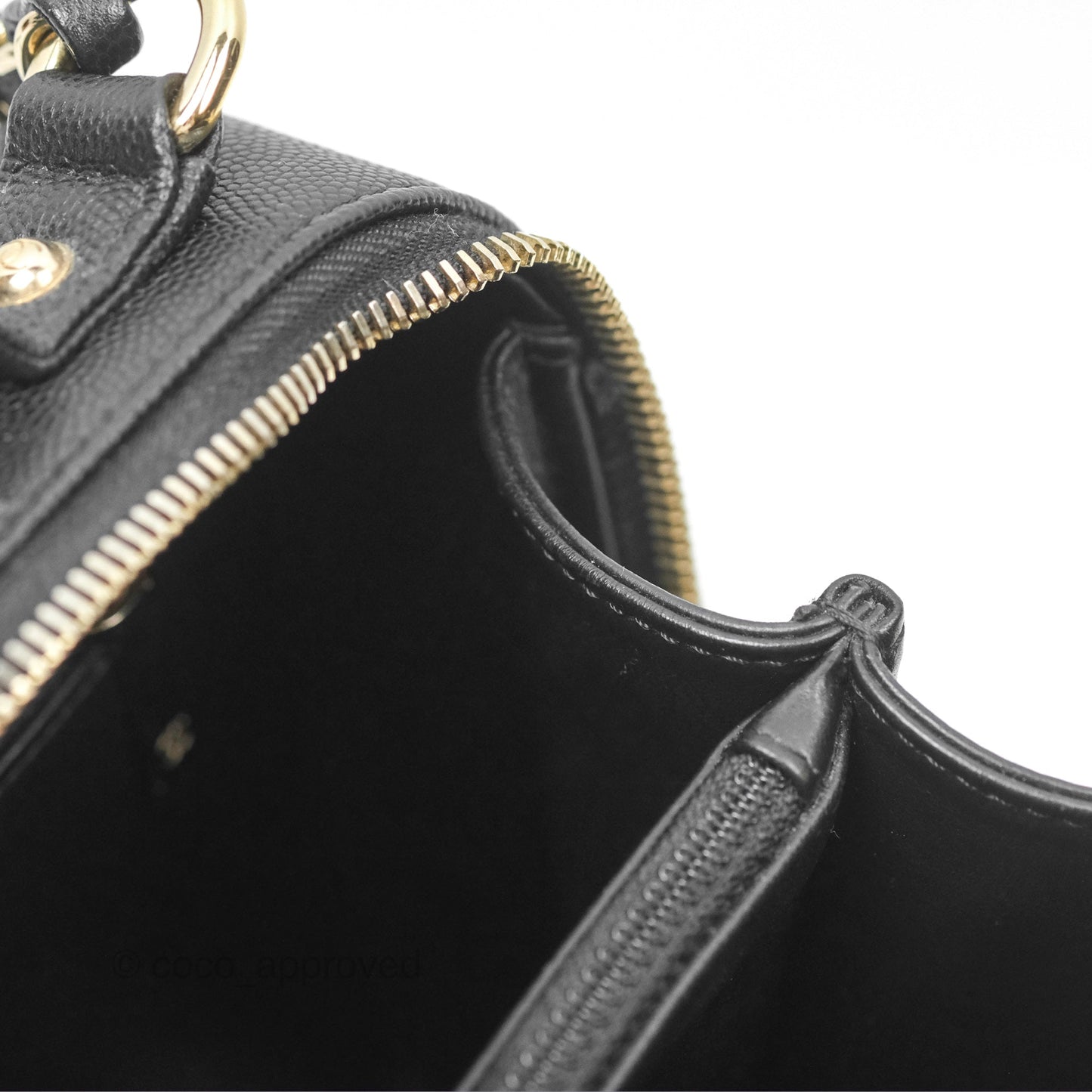 Chanel Quilted Medium CC Filigree Vanity Case Black Caviar Gold Hardware