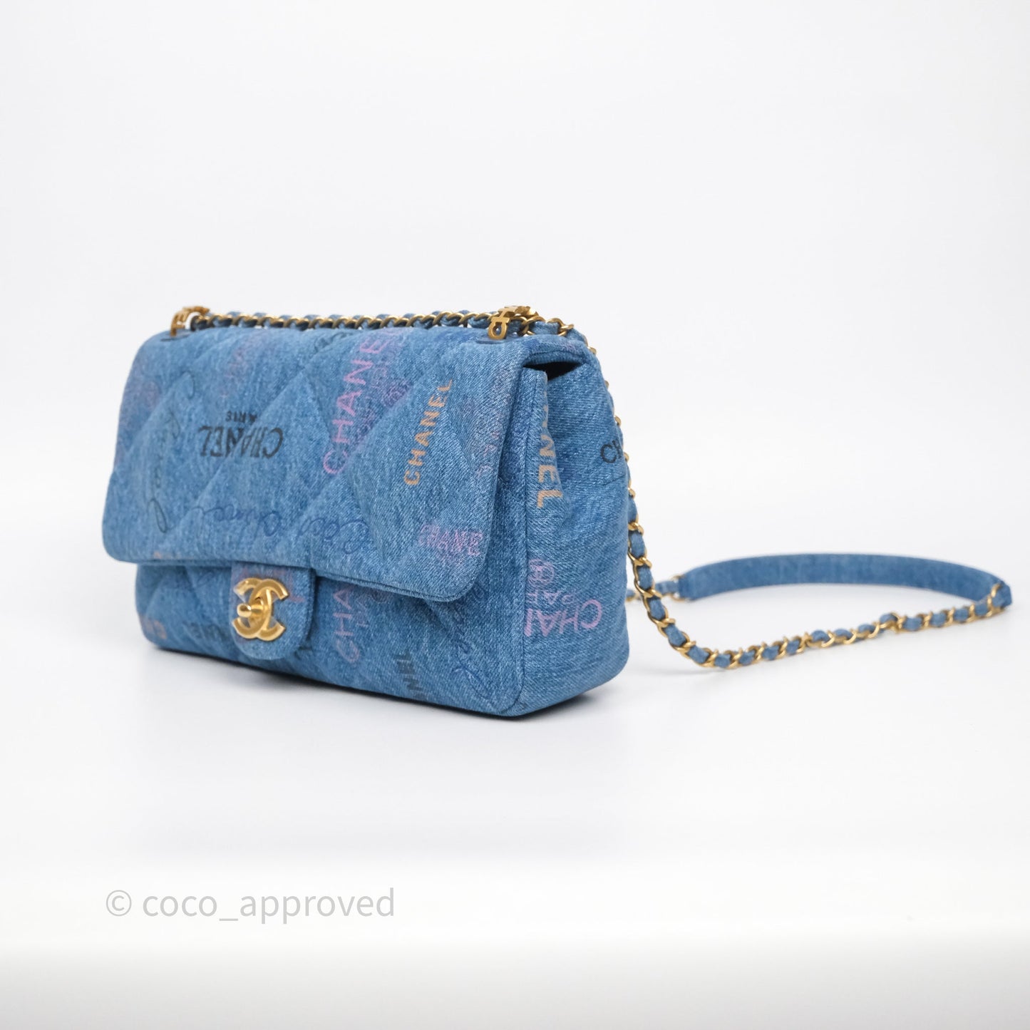 Chanel Large Denim Mood Flap Quilted Blue Multicolor 22P