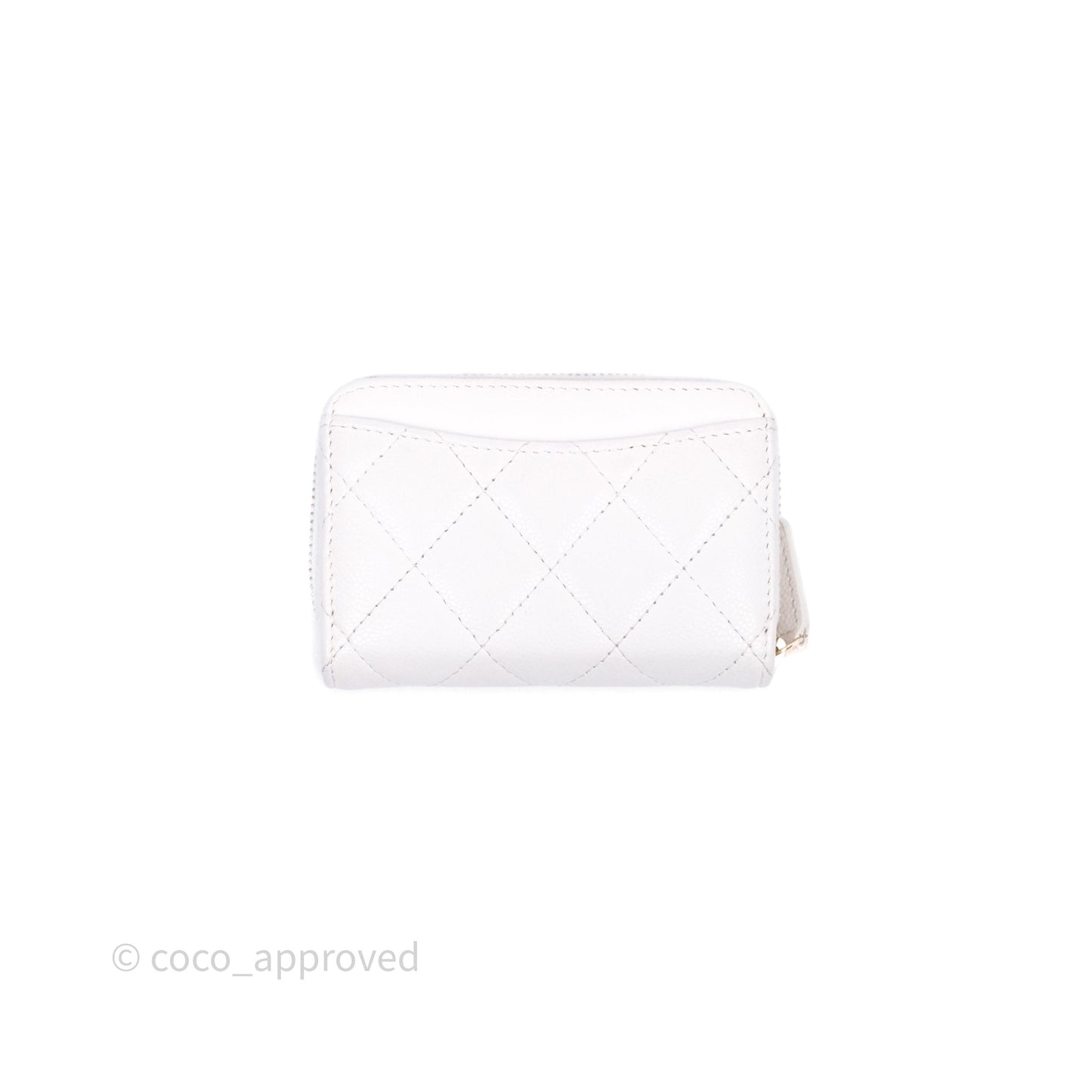 Chanel Classic Zipped Coin Purse White Caviar Gold Hardware