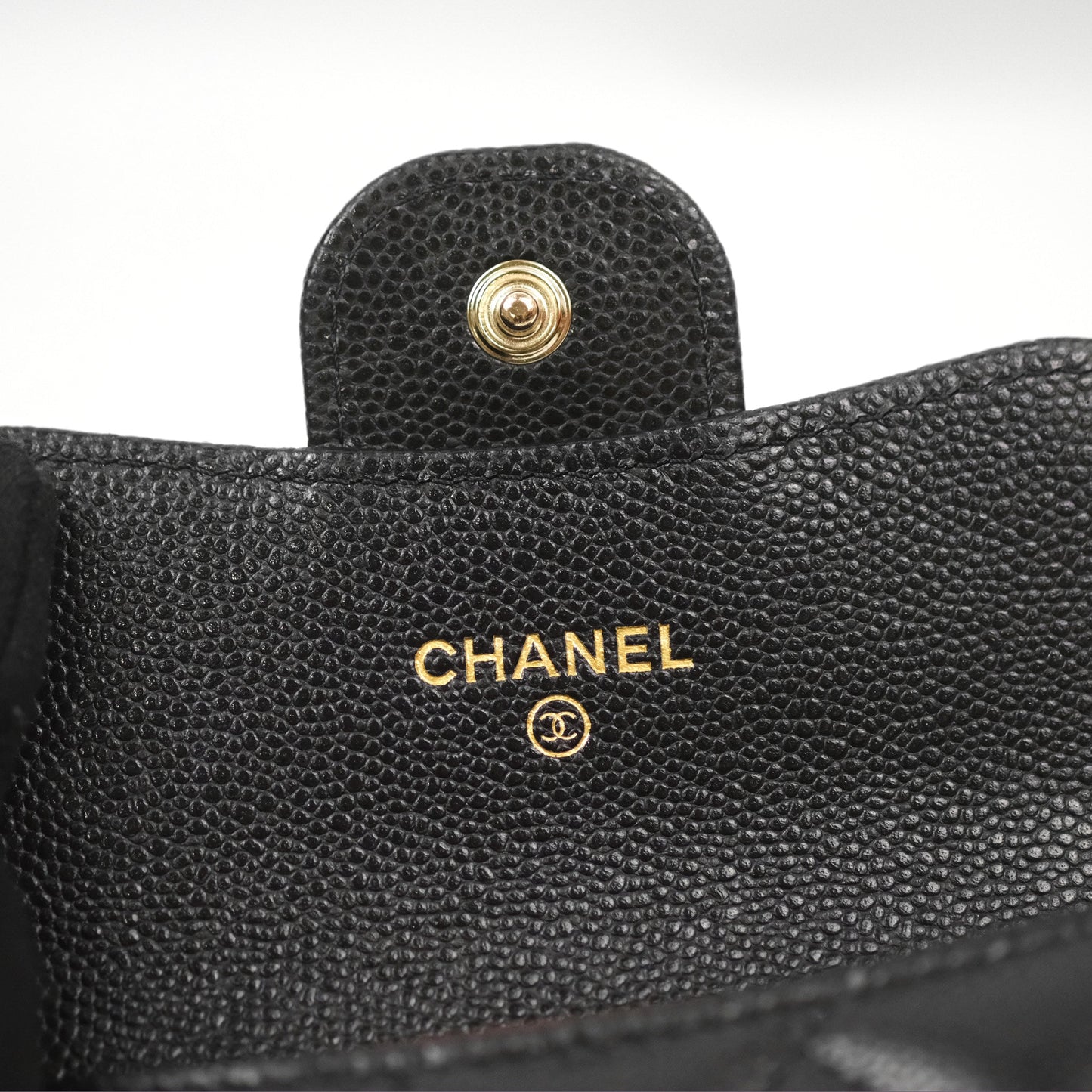Chanel Caviar Quilted Flap Card Holder Black Gold Hardware