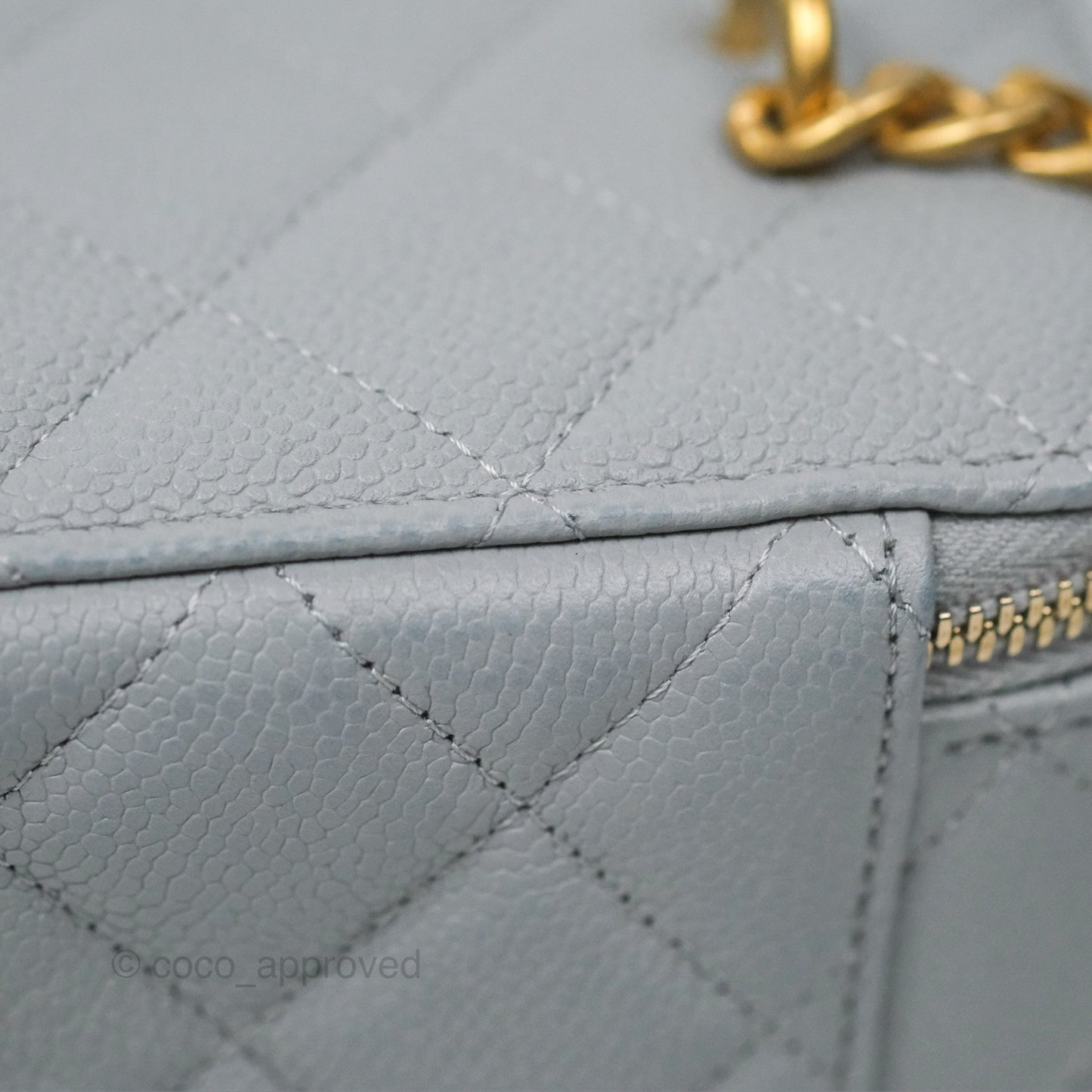 Chanel Vanity with Heart Adjustable Chain Grey Caviar Aged Gold Hardware