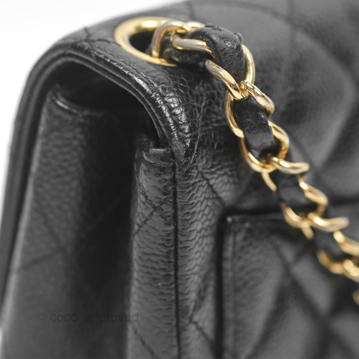Chanel Vintage Mini Square Quilted Black Caviar Gold Hardware