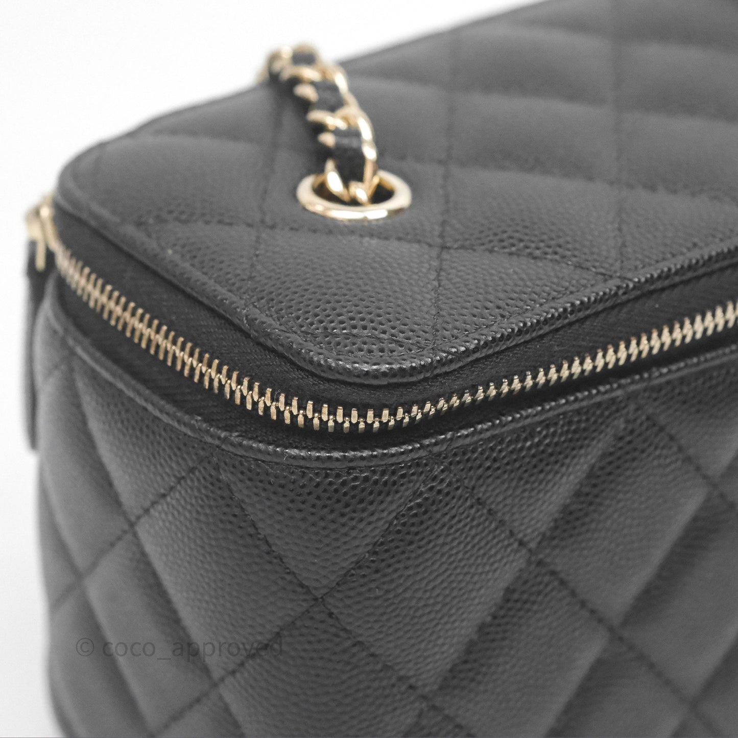Chanel Vanity Rectangular With Chain Black Caviar Gold Hardware