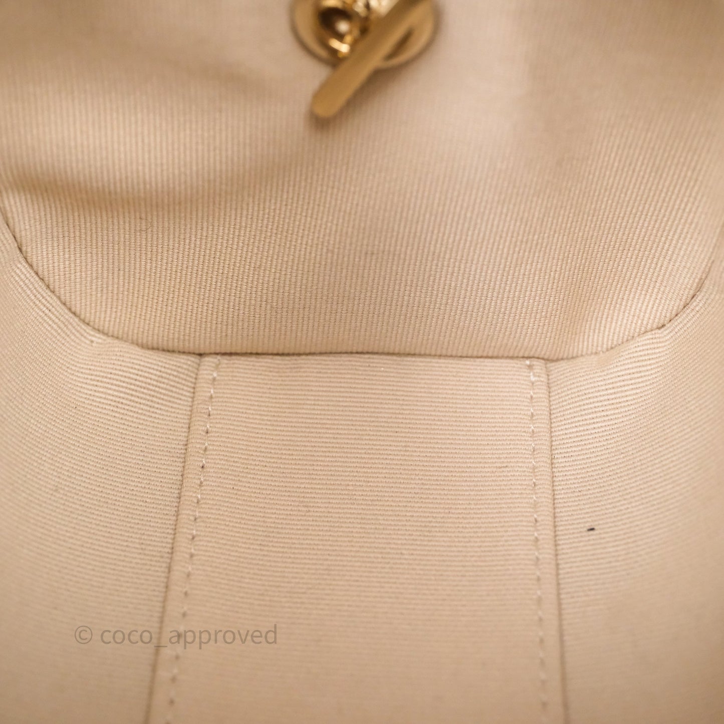 Chanel Mini Quilted Bowling Bag Beige Caviar Gold Hardware 25P
