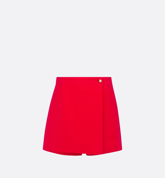Luxury Dioramour Skort With Cd Button Red Lightweight Wool And Silk