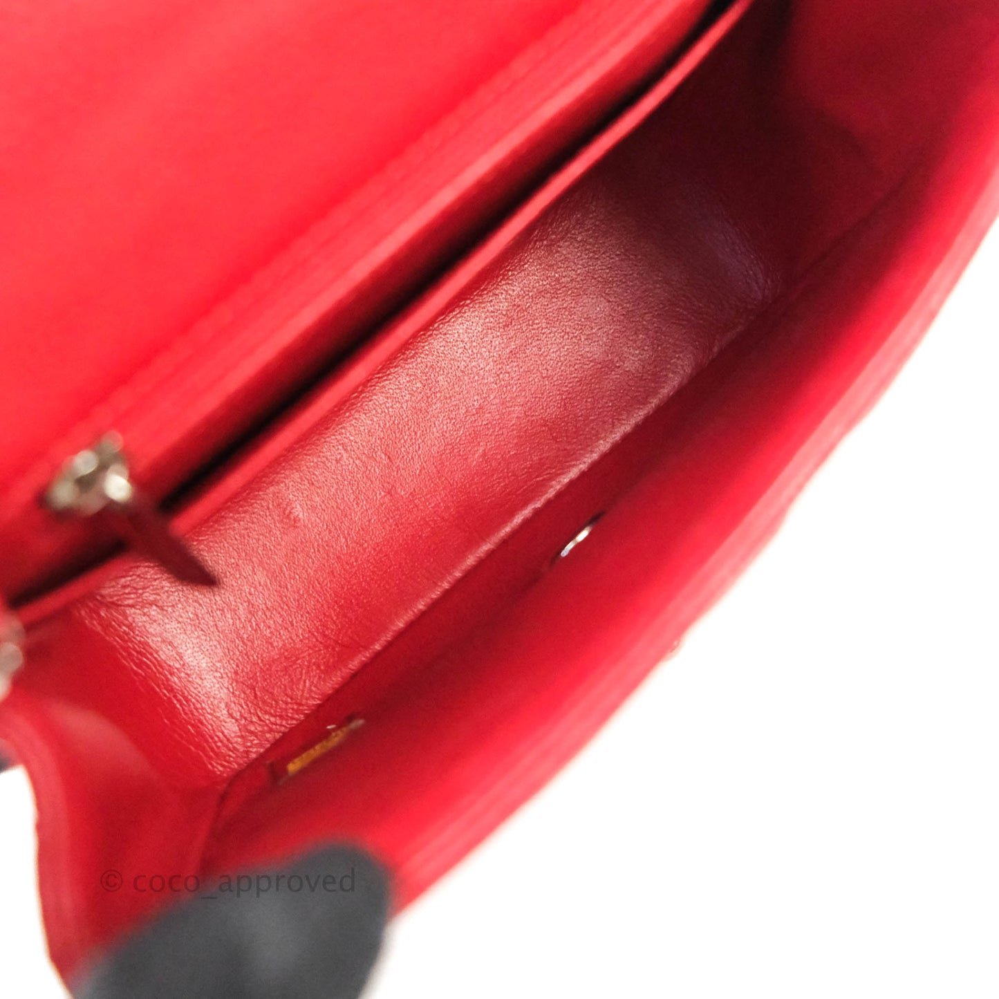 Chanel Quilted Mini Square Red Caviar Silver Hardware