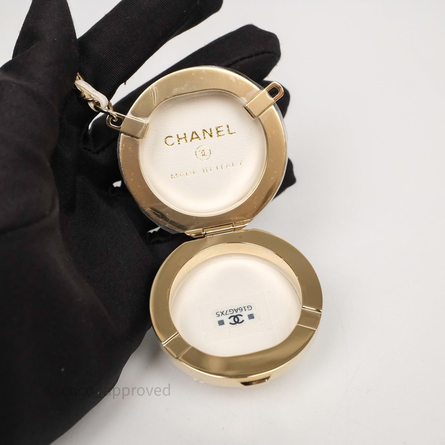 Chanel Mini Ball Bag Charm White Lambskin Gold Hardware