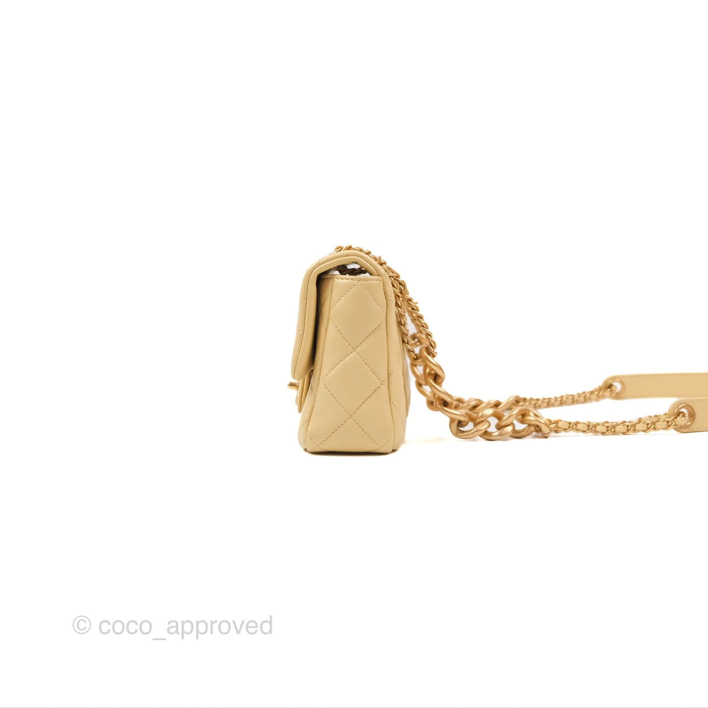 Chanel Small Flap Bag with Chain Strap Yellow Lambskin Aged Gold Hardware